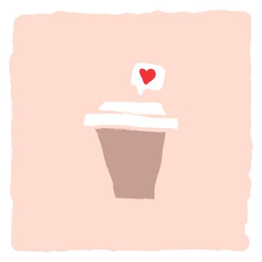 Sevimli kahve fincan illüstrasyon kalp şekli sembolü Happy Valentine s gün ile