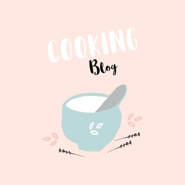 Mutfak harç ve otlar süslemeleri elle çizilmiş karikatür çizimi. Yemek pişirme blog veya sınıflar, web, logo, kartvizit, davetiye, broşür, kitap tarifleri, üstbilgi, vb için şirin arka plan