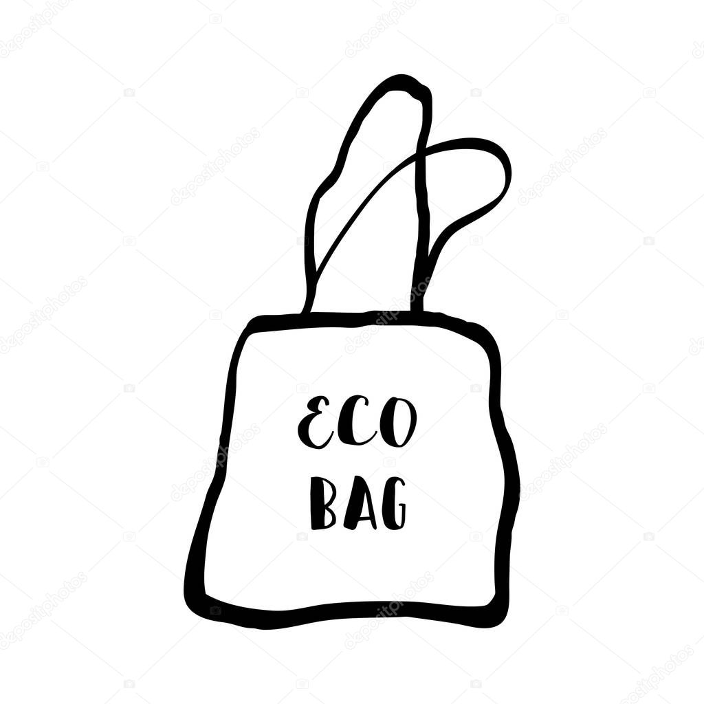Hand drawn doodle elements of zero waste lifestyle. Eco style illustration set