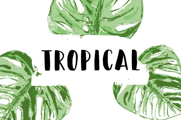 Tropické ruční malované palmy zanechává letní pozadí — Stockový vektor
