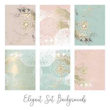 Arabesk motifleri vintage altın pastel boya patina kiremit