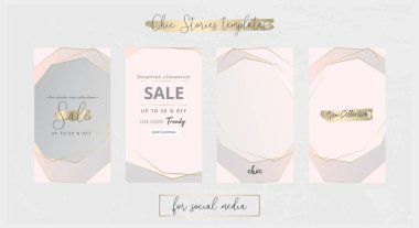Editable Hikayeler Sosyal Medya Trendy Chic Altın Şablonlar