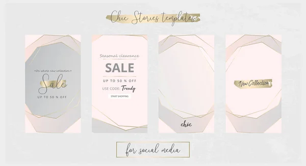 Histórias Editáveis Social Media Trendy Chic Gold Templates —  Vetores de Stock