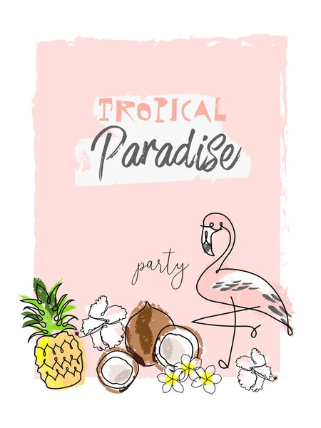 Lindo Dibujo Animado Tropical Garabato Ilustración Dibujada Mano Con Diferentes — Vector de stock