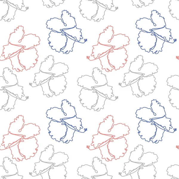Florales nahtloses Muster mit tropischen Hibiskusblüten — Stockvektor
