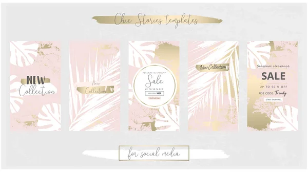 Modelos de banner elegante Social Media Trendy Chic Gold Rose —  Vetores de Stock