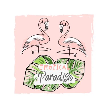 sevimli karikatür öğeleri ile tropikal yaz arka plan