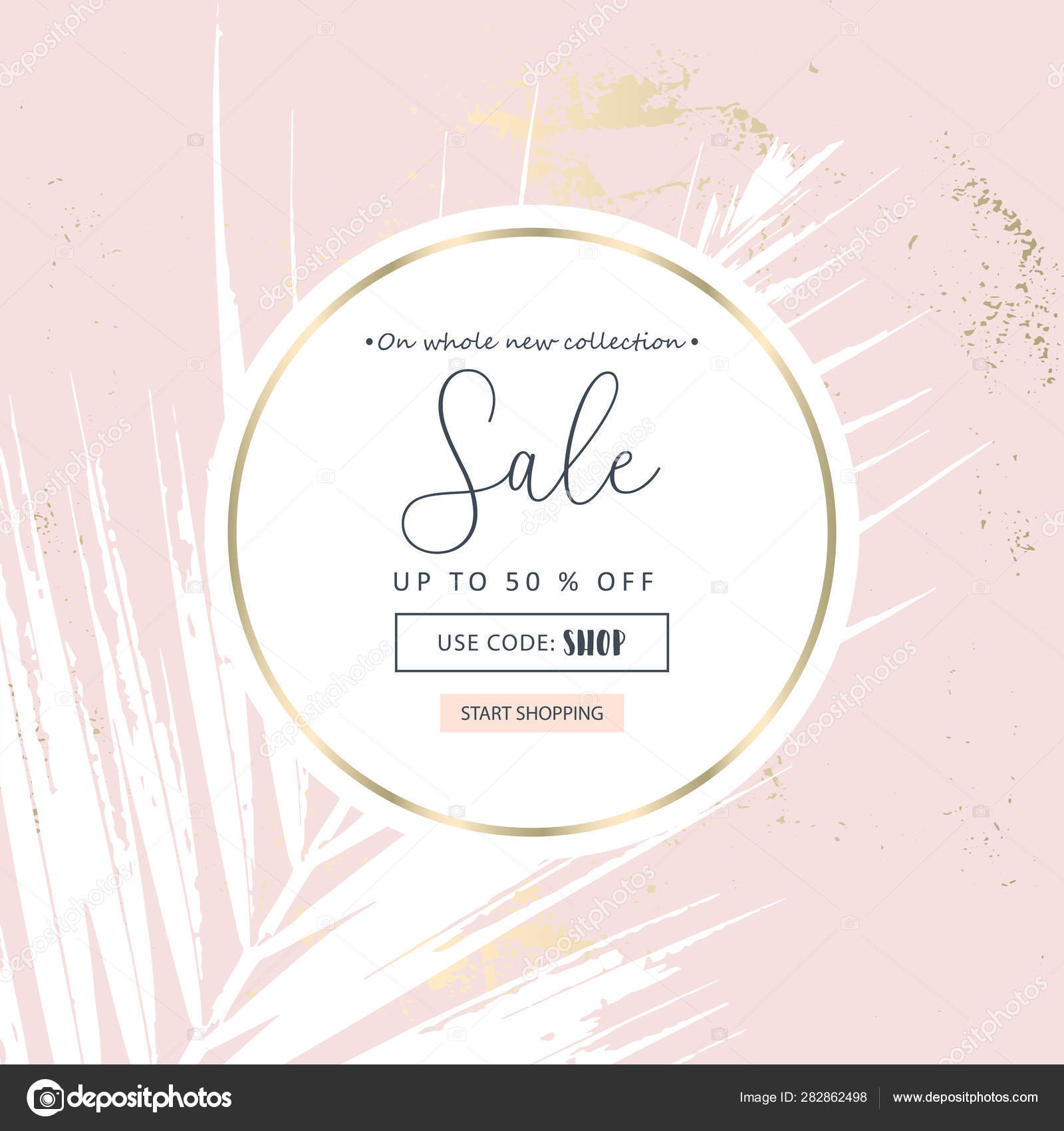 우아한 소셜 미디어 유행 세련된 골드 로즈 배너 템플릿 스톡 벡터 - ©Anna_Sokol 282862498, image size:1600x1700