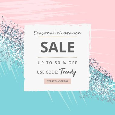 Zarif lüks mavi nane pembe allık ve gümüş glitter fırça kontur arka plan. Şık trendy güzellik konsepti afiş