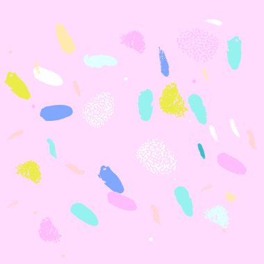 Sanatsal konfeti desen basit el ile soyut dokular çizilmiş. Yaratıcı sıradışı renkli arka plan. Çağdaş sanat. Vektör