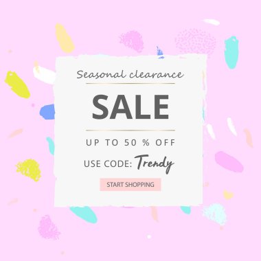 Soyut el çizimi renkli fırça resimli yaz sosyal medya afişi 