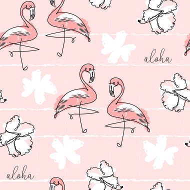 Sevimli el çizilmiş doodle hayvanlar ile Tropikal sorunsuz desen