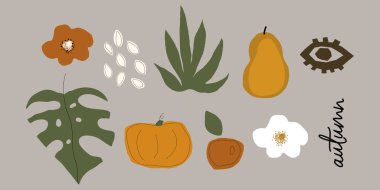 Sevimli hasat sonbahar klipsi sanat öğeleri ve metin yazıları