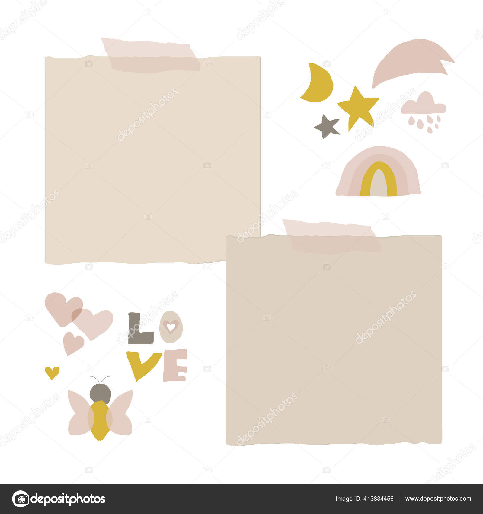 Frames envelopes and stickers for scrapbooking Vector Image