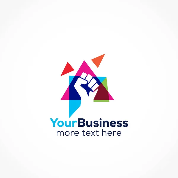 Punho Mão Pixel União Conceito Logotipo —  Vetores de Stock