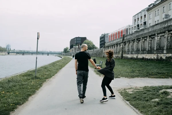 Happy Couple Loving Couple Enjoying Moments Happiness Park Love Tenderness — Stock Photo, Image