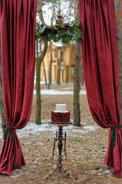 Torta Nuziale Minima Giorno Del Matrimonio Torta Nuziale Gli Sposi — Foto Stock