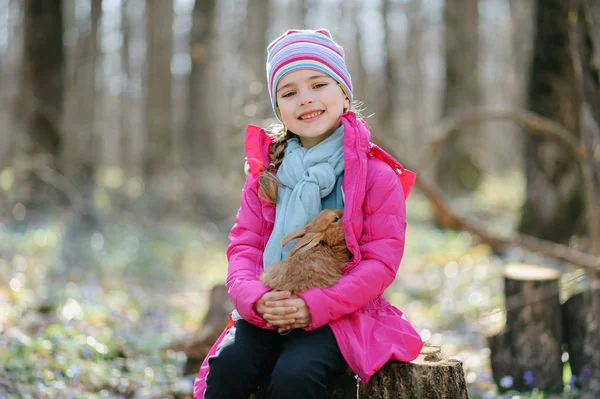 Niña Con Conejo — Foto de Stock