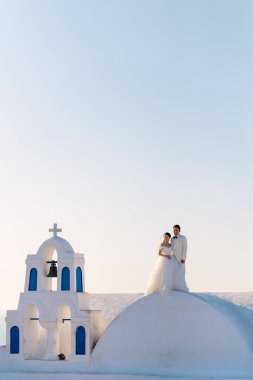 Santorini adasında Çin'den düğün çift, Oia köy