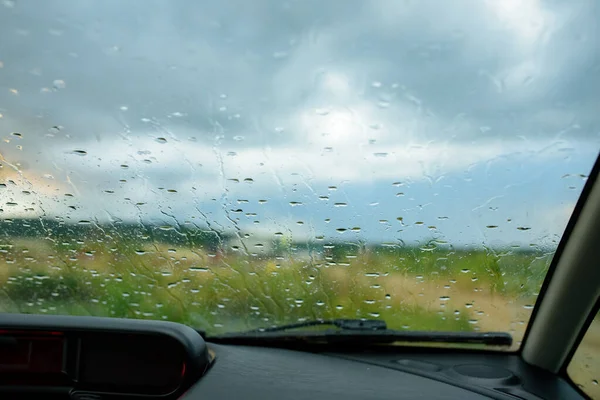 Gotas Chuva Pára Brisas Carro — Fotografia de Stock