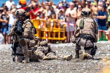 Motril, Granada, İspanya-Jun 11: İspanyolca bir sergi 12 Uluslararası Havacılık tarihinde Motril 11 Haziran 2017 yılında Motril, Granada, İspanya üzerinde katılan deniz