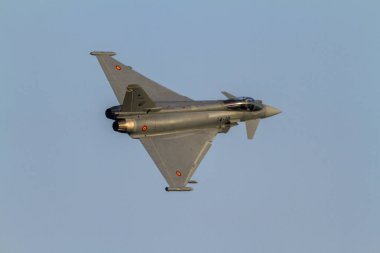 Torre Del Mar, Malaga, İspanya-Temmuz 30: Uçak Eurofighter Typhoon C-16 katılan bir sergi 1 airshow Torre del Mar 30 Temmuz 2016 yılında Torre del Mar, Malaga, İspanya