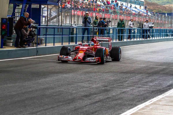 Jerez Frontera Spain Jan Fernando Alonso Scuderia Ferrari Leaving Pit — Stock Photo, Image