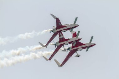 Torre Del Mar, Malaga, İspanya-Temmuz 30: Torre del bir sergi 1 airshow üzerinde 30 Temmuz 2016 yılında Torre del Mar Mar, Malaga, İspanya katılan Patrouille Reva uçak
