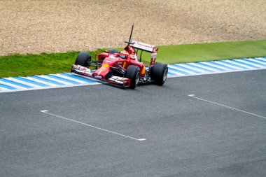 Jerez de la frontera, İspanya - 28 Ocak: kimi raikkonen scuderia ferrari F1 yarışları eğitim oturumunda üzerinde 28 Ocak 2014 jerez de la frontera, İspanya