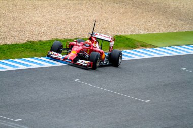 Jerez de la frontera, İspanya - 28 Ocak: kimi raikkonen scuderia ferrari F1 yarışları eğitim oturumunda üzerinde 28 Ocak 2014 jerez de la frontera, İspanya