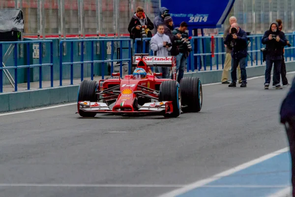 프론테라 스페인 페르난도 알론소 Scuderia Ferrari 2014 헤레스 프론테라 스페인에서 — 스톡 사진