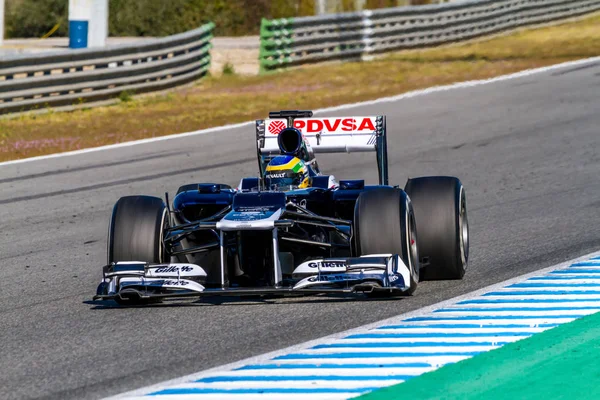 Jerez Frontera Hiszpania Lutego Bruno Senna Williams Wyścigi Treningu Lutego — Zdjęcie stockowe