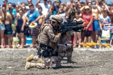 Motril, Granada, İspanya-Jun 11: İspanyolca bir sergi 12 Uluslararası Havacılık tarihinde Motril 11 Haziran 2017 yılında Motril, Granada, İspanya üzerinde katılan deniz