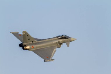 Torre Del Mar, Malaga, İspanya-Temmuz 30: Uçak Eurofighter Typhoon C-16 katılan bir sergi 1 airshow Torre del Mar 30 Temmuz 2016 yılında Torre del Mar, Malaga, İspanya