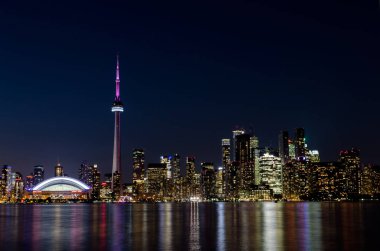 Night View of Downtown Toronto from Toronto Islands with the Lake Ontario, Canada. clipart