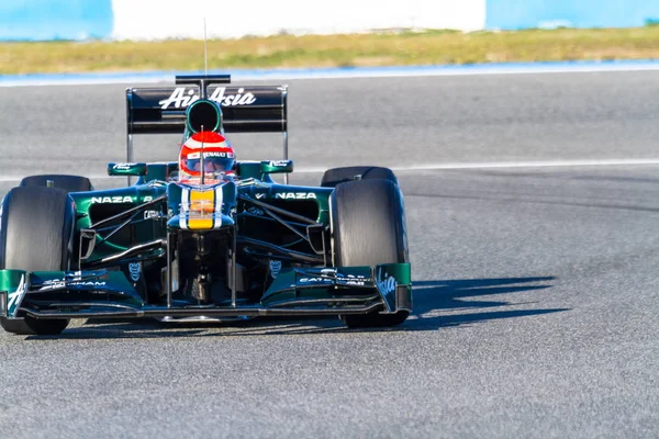 Jerez Frontera España Feb Jarno Trulli Catherham Corre Sesión Entrenamiento —  Fotos de Stock