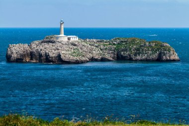 Deniz feneri Mouro Island, Santander, İspanya