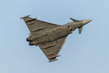 Torre Del Mar, Malaga, İspanya-Temmuz 30: Uçak Eurofighter Typhoon C-16 katılan bir sergi 1 airshow Torre del Mar 30 Temmuz 2016 yılında Torre del Mar, Malaga, İspanya