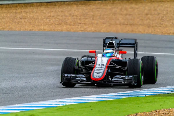 Jerez Frontera Španělsko Únor Fernando Alonso Mclaren Honda Závody Trénink — Stock fotografie