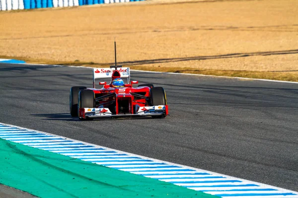 Jerez Frontera España Feb Fernando Alonso Scuderia Ferrari Corre Sesión — Foto de Stock