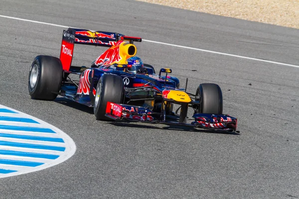 Team rode stier f1, sebastian vettel, 2012 — Stockfoto