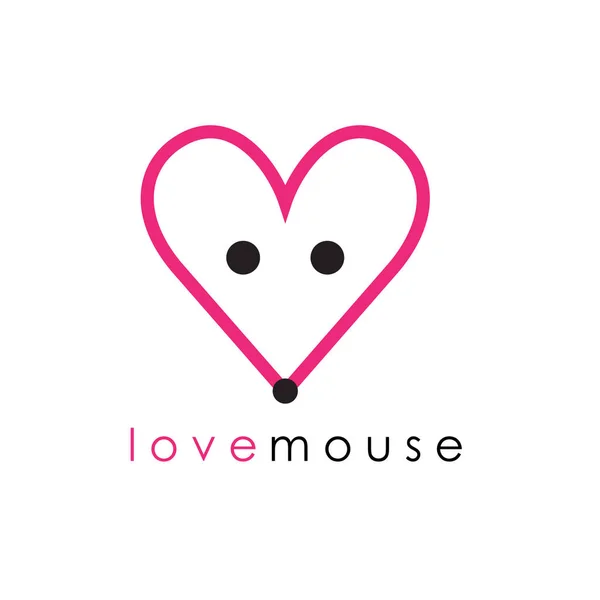 Láska Myši Hlavu Logo — Stockový vektor