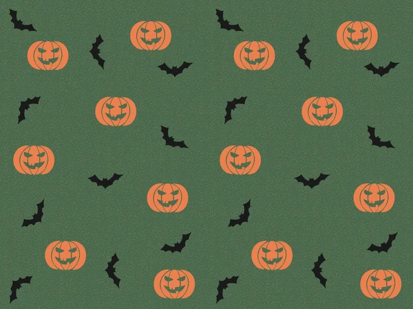 Halloween Repeating Pattern Pumpkin Bats — Stock Vector
