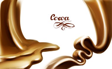 sıvı çikolata, karamel veya kakao illüstrasyon doku vektör dondurma koni 3d çizim