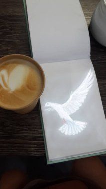 cappuccino ve açık Sketchbook şablonu
