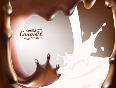 Karamel sıçrama 3d gerçekçi vektör illüstrasyon