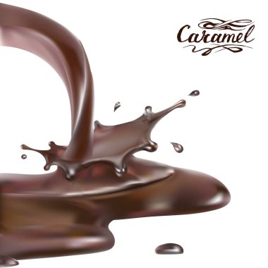 Çikolata sıçrama 3d gerçekçi vektör illüstrasyon