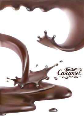 Çikolata sıçrama 3d gerçekçi vektör illüstrasyon