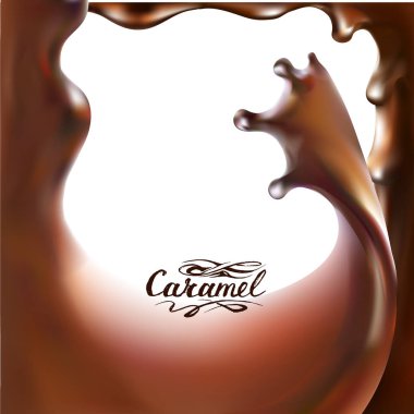 Karamel sıçrama 3d gerçekçi vektör illüstrasyon