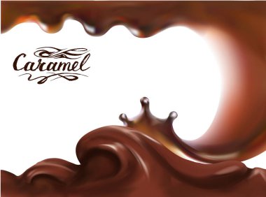 Karamel sıçrama 3d gerçekçi vektör illüstrasyon